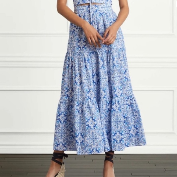 Hill House Camilla Maxi Skirt Blue Mosaic 100% Cotton Plus Size 2X - Picture 1 of 6